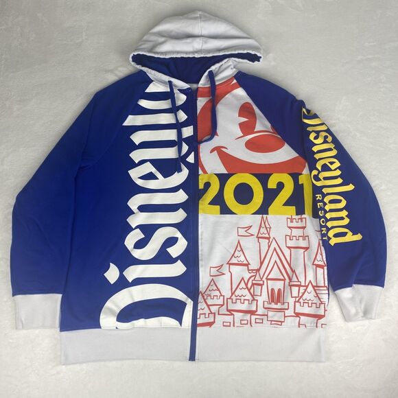 Disney Other - Disney 2021 Zip Up Sweater Adult 4L Multicolor Graphic Hooded Sweatshirt Casual